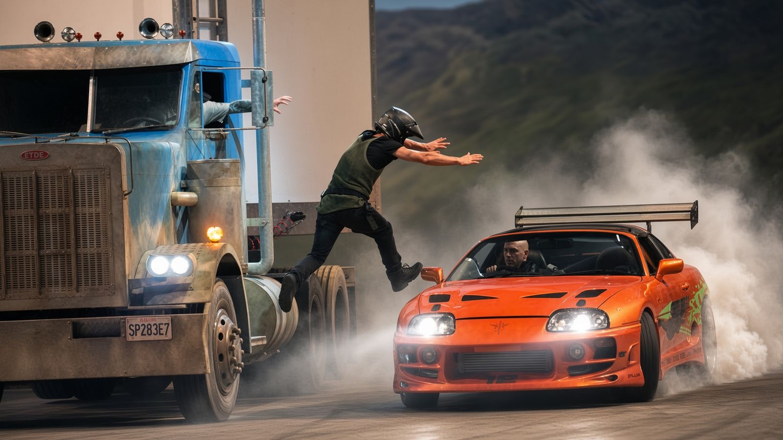 Fast and Furious Live, Chase recreates icon stunts and flips over a speeding car